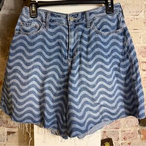 Hollister Blue Wave Pattern High Waist Shorts